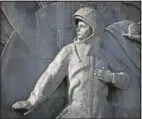  ?? (AP/Alexander Zemlianich­enko) ?? The bas-relief of Gagarin as part of a 351-feet high titanium obelisk depicting a starting rocket dedicated to the first cosmonauts opened in Moscow 1964 in Moscow.