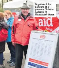  ??  ?? Organiser John Bamford at a previous Christian Aid Walk at Titteswort­h Water.