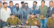  ?? SAKIB ALI/HT ?? The four accused were identified as Arush, 30, Manoj Kumar Pandey, 35, Vinit Kumar, 22 and Yogendra Singh Bhullar.