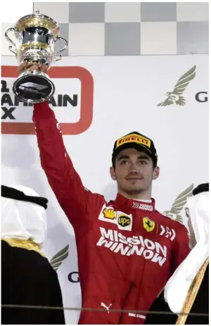  ?? — AP ?? Rising star: Ferrari driver Charles Leclerc is ahead of four-time champion teammate Sebastian Vettel in the standings and has beaten him to both a pole and a podium place.