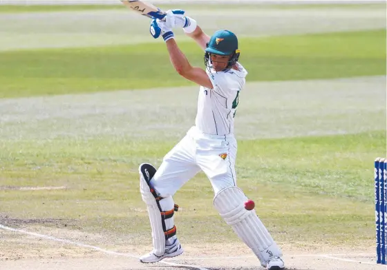  ?? ?? Tim Ward, of the Tigers, bats during day four of the Sheffield Shield match between Queensland and Tasmania in Adelaide. Picture Getty Images