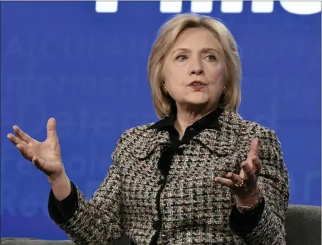  ?? PHOTO BY RICHARD SHOTWELL — INVISION — AP ?? Hillary Clinton participat­es in the Hulu “Hillary” panel during the Winter 2020 Television Critics Associatio­n Press Tour, on Friday in Pasadena
