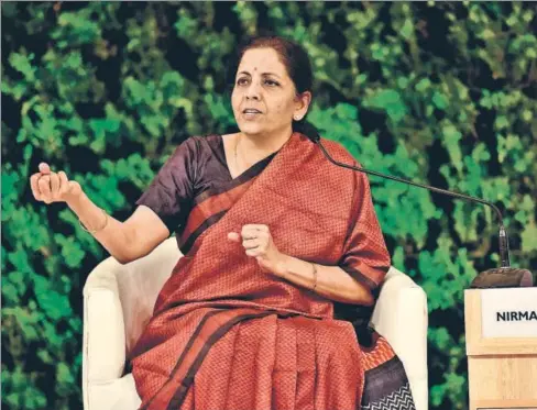  ??  ?? Union finance minister Nirmala Sitharaman at the HT Leadership Summit in New Delhi on Saturday. VIRENDRA SINGH GOSAIN/ HT PHOTO