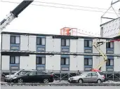  ?? — NICK PROCAYLO FILES ?? Work on Vancouver’s first temporary modular housing project continues in this December 21, 2016, photo.