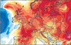  ??  ?? SUN LIKE IT HOT: Weather maps show blistering heat for UK & Europe