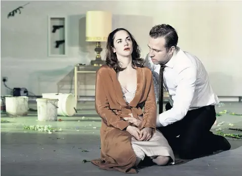  ??  ?? Powerful: Ruth Wilson as Hedda Gabler and Rafe Spall as Brack