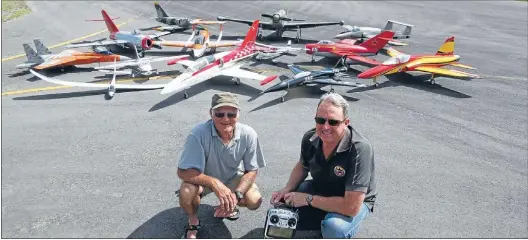  ??  ?? FLYING HIGH: Tokoroa Aero Modellers Inc president Ron McCallum, left, and NZ Jet Modellers Associatio­n president Stuart Hellyer look forward to the Anzac Jet Rally and Display hosted in Tokoroa for the 10th year running.