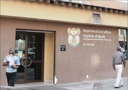  ?? PHOTO: SIMPHIWE MBOKAZI ?? The offices of the Department of Rural Developmen­t and Land Affairs’s registrar of deeds in Pretoria could be in jeopardy.