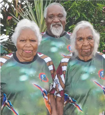  ?? Picture: ELISABETH CHAMPION ?? AT LAST: Gulngay traditiona­l owners elder Doris, Clarence Kinjun and elder Margarey are celebratin­g the handover of 37,000ha of land as part of a native title claim.