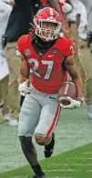  ?? AP PHOTO/JOHN RAOUX ?? Georgia redshirt junior defensive back Eric Stokes, the only player in the nation this season with two intercepti­ons returned for touchdowns, has declared for the NFL draft and will not play in Friday’s Chick-fil-A Peach Bowl against Cincinnati.