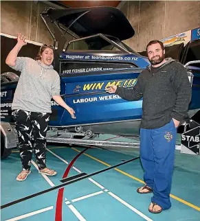  ?? PHOTO: SUPPLIED ?? Last year’s winner of the major prize, Mitchell Lake (right) with the Stabicraft boat.