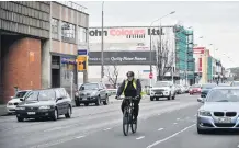  ?? PHOTO: CHRISTINE O’CONNOR ?? Staying, not preferred . . . The Crawford St cycle lane will remain once the Dunedin oneway cycle route is complete, but Vogel St will be the preferred route.