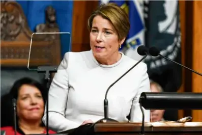  ?? STEVEN SENNE/AO ?? Governor Maura Healey last week proposed legislatio­n that would lead to tax hikes estimated to cost more than $150 million a year.