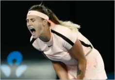  ?? FOTO: EDGAR SU/REUTERS ?? Aryna Sabalenka fanget i endnu et larmende udbrud under Australian Open 2018.