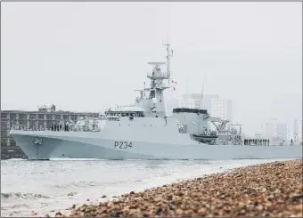  ?? ?? RELIEF HMS Spey as she sailed for the first time out of Portsmouth as a fully-fledged member of the Overseas Patrol Squadron.