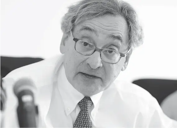  ?? JOCELYN MALETTE ?? Caisse chief Michael Sabia says the pension fund’s project to build Réseau express métropolit­ain (REM) uses a unique model in which a pension fund invests in greenfield assets. “We will build it. We own it. We will operate it,” says Sabia. He says it’s...