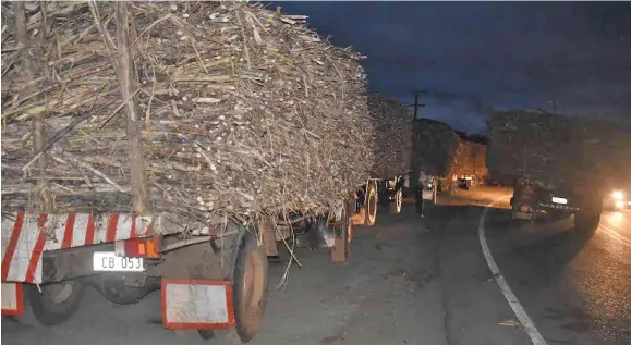  ?? . Photo: Josaia Ralago. ?? Cane trucks outside the Labasa Mill on July 5th, 2017