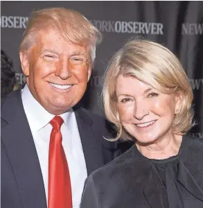  ??  ?? Donald Trump and Martha Stewart at an event in New York in 2014. Trump might pardon Stewart for her insider-trading conviction.