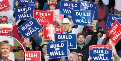  ?? Photos / AP ?? Supporters cheer US President Donald Trump at the El Paso County Coliseum.