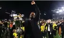  ?? Photograph: Maddie Meyer/Getty Images ?? Wilfried Nancy, manager of the Columbus Crew, holds the Philip F Anschutz Trophy after winning the 2023 MLS Cup.