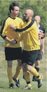  ??  ?? Penshaw Catholic Club (yellow) in cup final action against Heaton Stanningto­n at Wearmouth CW last week.