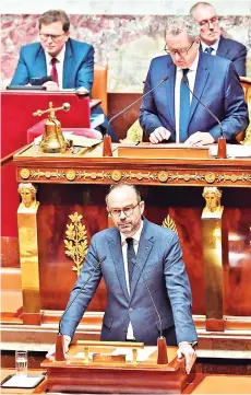  ?? AFP ?? El primer ministro, Édouard Philippe, ante la Asamblea.