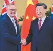  ?? ?? Anthony Albanese and President Xi Jinping