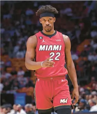  ?? JOHN MCCALL/SOUTH FLORIDA SUN SENTINEL ?? Canadian band Nickelback has offered Heat forward Jimmy Butler an open invitation after Butler’s locker room audition last weekend.