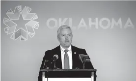  ?? [SARAH PHIPPS/ THE OKLAHOMAN] ?? Steven Harpe, director of the Office of Management and Enterprise Services, talks about the OMES disaster recovery plans Wednesday.