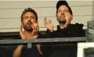  ?? Photograph: Jan Kruger/Getty Images ?? Wrexham co-owner Ryan Reynolds (left) with the actor Paul Rudd during the match against Boreham Wood on Saturday.