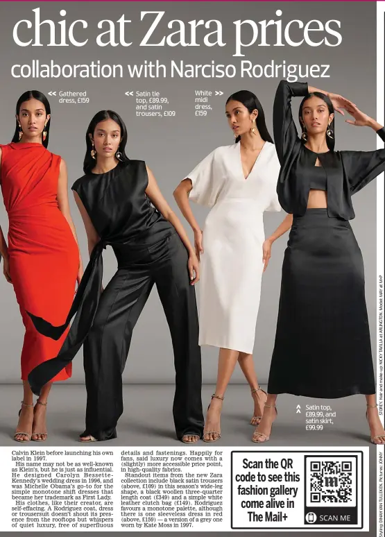  ?? ?? Gathered dress, £159
Satin tie top, £89.99, and satin trousers, £109
White midi dress, £159
Satin top, £89.99, and satin skirt, £99.99