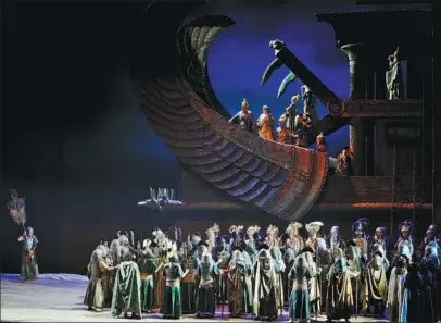  ?? PHOTOS PROVIDED TO CHINA DAILY ?? Above and below: On Feb 3 the NCPA production of Giuseppe Verdi’s opera Aida was screened on the channel and was viewed nearly 20,000 times.