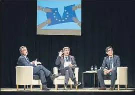  ?? CÉSAR RANGEL ?? Puigdemont presentó ayer el libro de Tremosa y Sarri