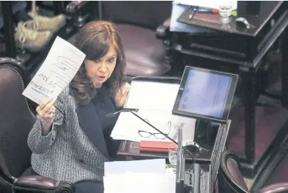  ?? Archivo ?? Cristina Kirchner sería otra vez el centro de debate en el Senado