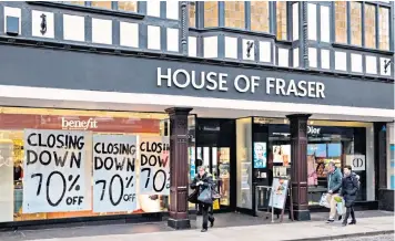  ??  ?? House of Fraser: some stores are still closing, despite the chain’s sale to Sports Direct tycoon Mike Ashley in a pre-pack deal