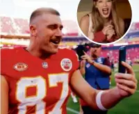  ?? DAVID EULITT/GETTY; REED HOFFMANN/AP ?? Pop superstar Taylor Swift was in Kansas City on Sunday to watch tight end Travis Kelce and the Chiefs defeat the Bears.