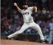  ?? NHAT V. MEYER — BAY AREA NEWS GROUP, FILE ?? Former Giants closer Sam Dyson throws against the Cubs at Oracle Park in San Francisco on July 22.