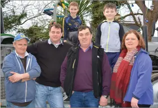  ??  ?? ABOVE: Greg Ashe, Larry Murphy, Conor Hickey, Jeremiah Murphy, Francie Ashe and Margaret Ashe pictured at the James Ashe Memorial Tractor Run on Sunday morning.