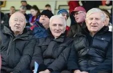  ??  ?? Dromtariff­e fans Michael Byrnes, Billy Murphy and Jim Noonan attended the Munster JAFC Final in Mallow.