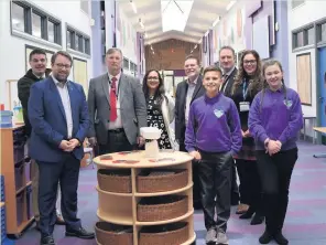  ??  ?? Cabinet and ward members from Bridgend County Borough Council at the new Ysgol Gynradd Gymraeg Calon Y Cymoedd