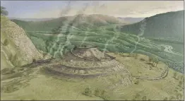  ??  ?? This artist’s impression by Chris Mitchell shows what the Pictish King’s Seat Hillfort looked like in its prime