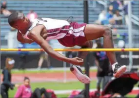  ?? PETE BANNAN — DIGITAL FIRST MEDIA ?? Avon Grove’s Darrien Westley clears the high jump at at the Ches-Mont Championsh­ips Wednesday.