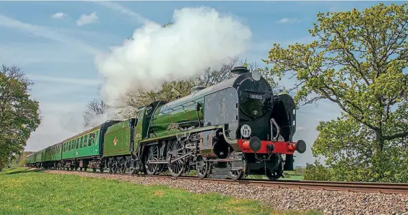  ?? MHR ?? Visitors to the Mid-Hants Railway’s October 7-9 autumn steam gala event will have the last chance to take a ride behind 1934-built SR V class Schools 4-4-0 No. 30925 Cheltenham, as its boiler certificat­e is soon to expire. The gala will also feature several other home-fleet steam locomotive­s and offer an enhanced timetable of unlimited hop-on hop-off rides between Alresford, Ropley, Medstead & Four Marks and Alton stations every day. At Ropley station, workshop and yard, behind-the-scenes tours will be held, giving insights into restoratio­n projects, and locomotive shunter demonstrat­ions and steam crane lifting demonstrat­ions.