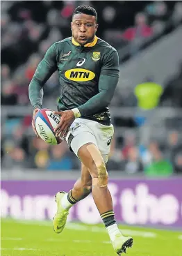  ?? Picture: MIKE HEWITT/GETTY IMAGES ?? IN THE MIX: Aphiwe Dyantyi has been nominated for a number of awards by SA Rugby with the Lions’ wing in line for Player of the Year and Super Rugby Player of the Tournament honours.