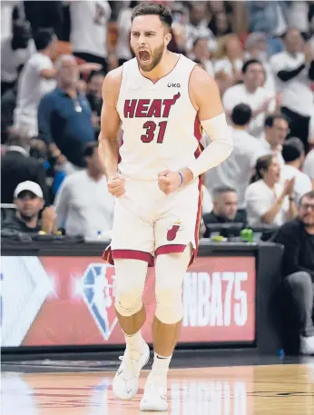  ?? WILFREDO LEE/AP ?? Heat guard Max Strus has gone from Division II basketball to helping the Heat reach the East finals.