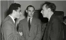  ?? Photograph: Sovfoto/Universal Images Group/ Rex/Shuttersto­ck ?? Jack Steinberge­r, left, in conversati­on with fellow physicist Lev Landau of the Soviet Union, right, at a scientific conference on high energy particles in 1956.