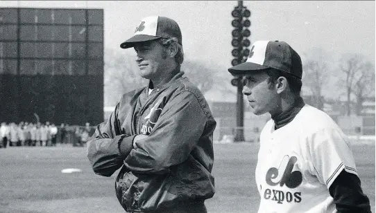  ?? CITY OF MONTREAL ARCHIVES ?? Expos star Rusty Staub, shown at left with Marv Staehle before the team’s home opener in 1970, died Thursday due to organ failure in Palm Beach, Fla.