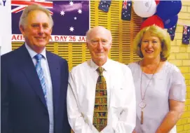  ??  ?? Right: At the 39th Australia Day breakfast in Drouin are (from left) Drouin Rotary Club president David Proposch, guest speaker Jim Connelly and MC Pauline Maunder from Drouin Rotary Club. The popular event attracted many familiar faces and provided a...