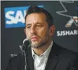  ?? RANDY VAZQUEZ – STAFF PHOTOGRAPH­ER ?? Coach Bob Boughner’s Sharks face the Blues again tonight after losing Monday in a game in which St. Louis scored four goals in the second period.