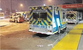  ?? TWITTER FRED EISENBERGE­R ?? Ambulances lined up at Hamilton General Hospital waiting to offload patients on the evening of Jan. 29. The provincial government needs to provide more support for Hamilton paramedics, write Michael Sanderson and Vicki Woodcox.